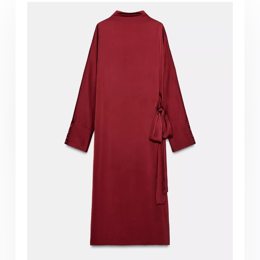 Zara SATIN EFFECT TIED DRESS ZW COLLECTION - Picture 4 of 6